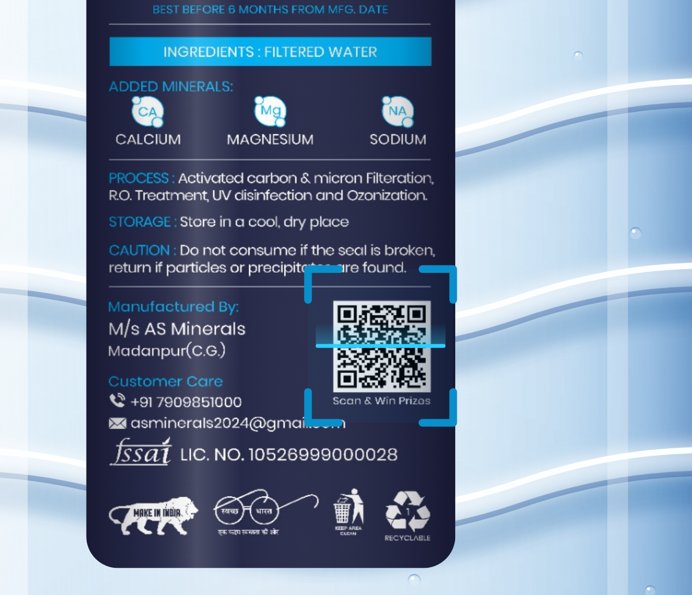 Scan & Win QR code on the SELECTED label